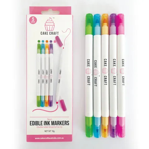 Cake Craft Edible Food Pen Markers | Neon Colours | 5 Pack