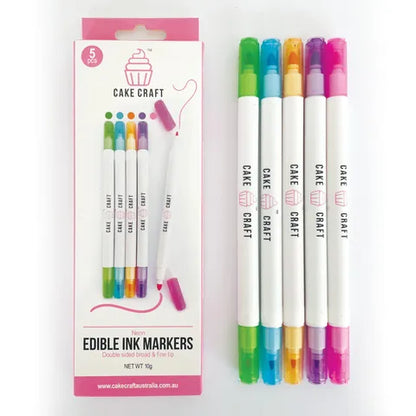 Cake Craft Edible Food Pen Markers | Neon Colours | 5 Pack