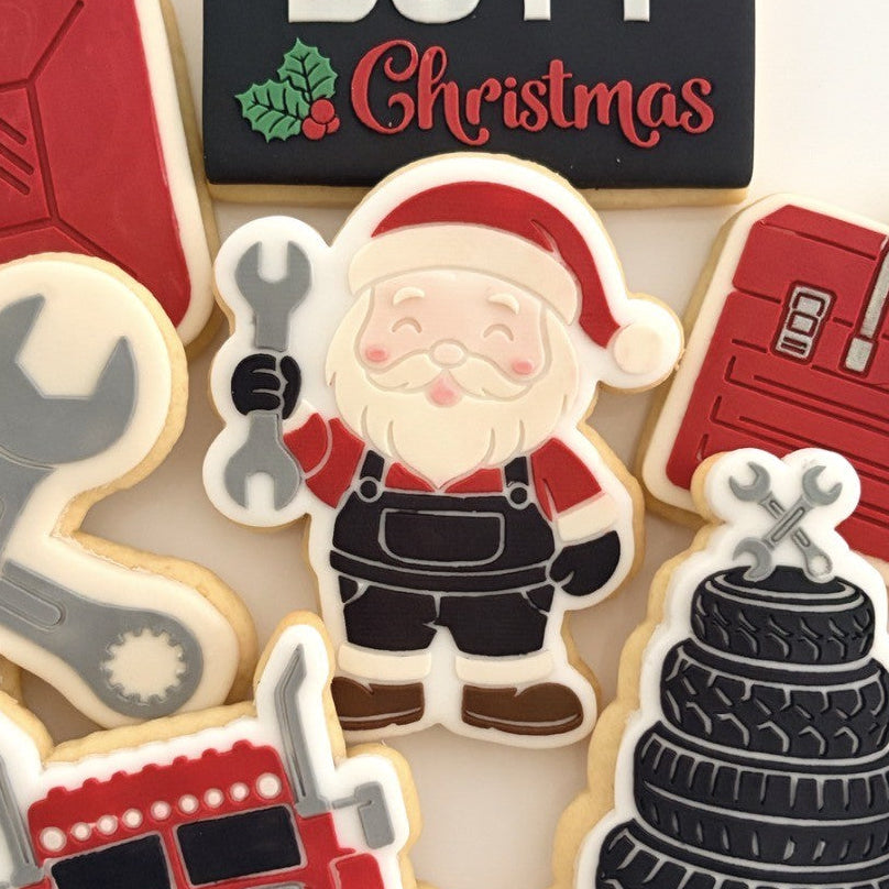 Santa in Overalls Raised Cookie Stamp/Fondant Debosser & Cutter