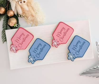 Merry Christmas Gift Tag Raised Cookie Stamp/Debosser & Cutter