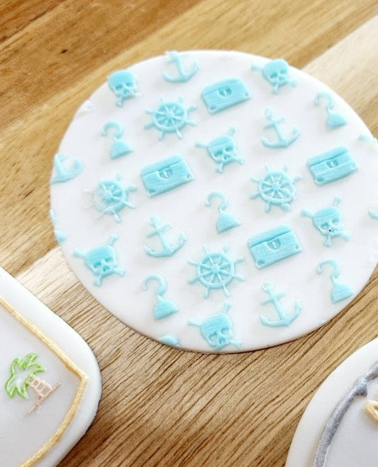 pattern cookie stamp cookie cutter baker bake baking cute beautiful design embosser debosser decorate fondant Perth Australia custom stampandimpress stamp & impress birthday baby shower pirate hook treasure chest ship skull and crossbone anchor