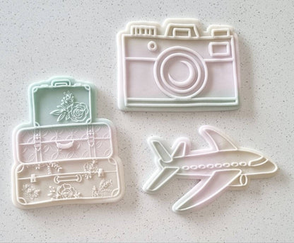 pattern cookie stamp cookie cutter baker bake baking cute beautiful design embosser debosser decorate fondant Perth Australia stampandimpress stamp & impress travel transport luggage suitcase stack suitcases passport world plane aeroplane