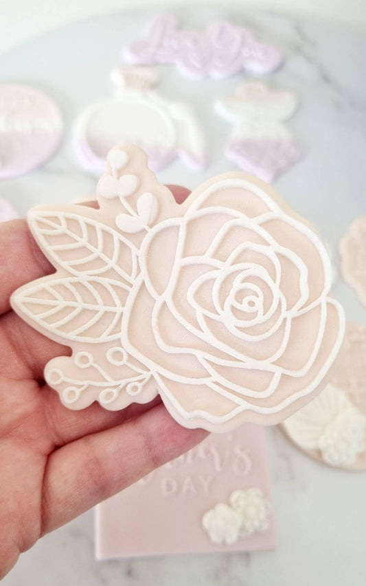 pattern cookie stamp cookie cutter baker bake baking cute beautiful design embosser debosser decorate fondant Perth Australia stampandimpress stamp & impress mothers day floral flower rose bunch beautiful mum flowers mama mother daisy