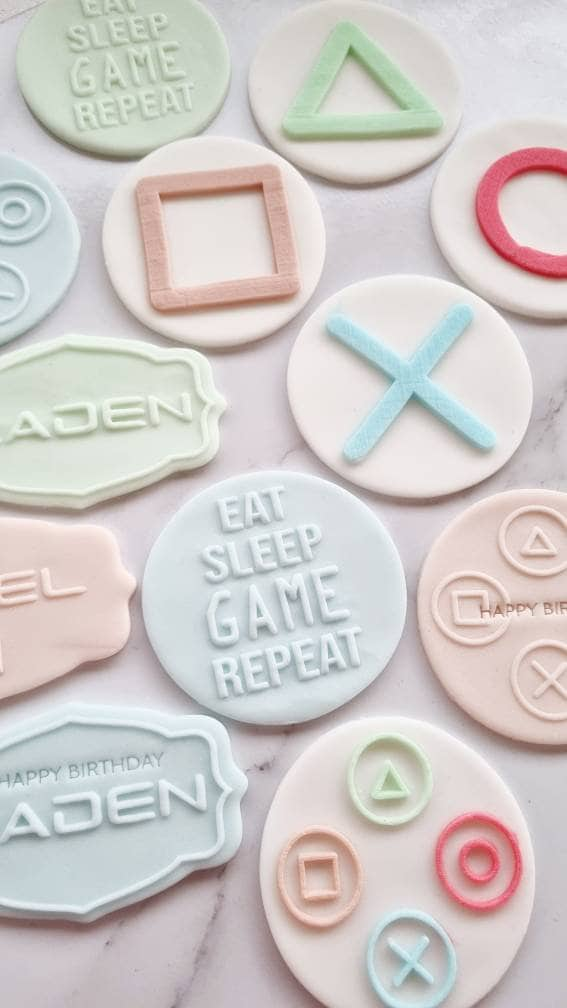 pattern cookie stamp cookie cutter baker bake baking cute beautiful design embosser debosser decorate fondant Perth Australia stampandimpress stamp & impress custom name gaming playstation xbox game controller level gamer eat sleep game repeat