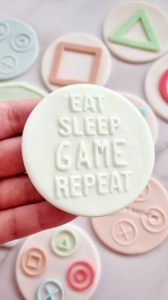 pattern cookie stamp cookie cutter baker bake baking cute beautiful design embosser debosser decorate fondant Perth Australia stampandimpress stamp & impress custom name gaming playstation xbox game controller level gamer eat sleep game repeat