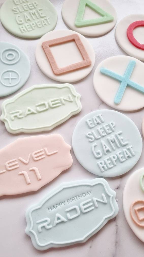 pattern cookie stamp cookie cutter baker bake baking cute beautiful design embosser debosser decorate fondant Perth Australia stampandimpress stamp & impress custom name gaming playstation xbox game controller level gamer eat sleep game repeat