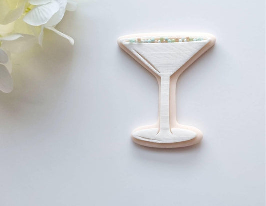 Martini Glass Raised Cookie Stamp/Fondant Debosser & Cutter