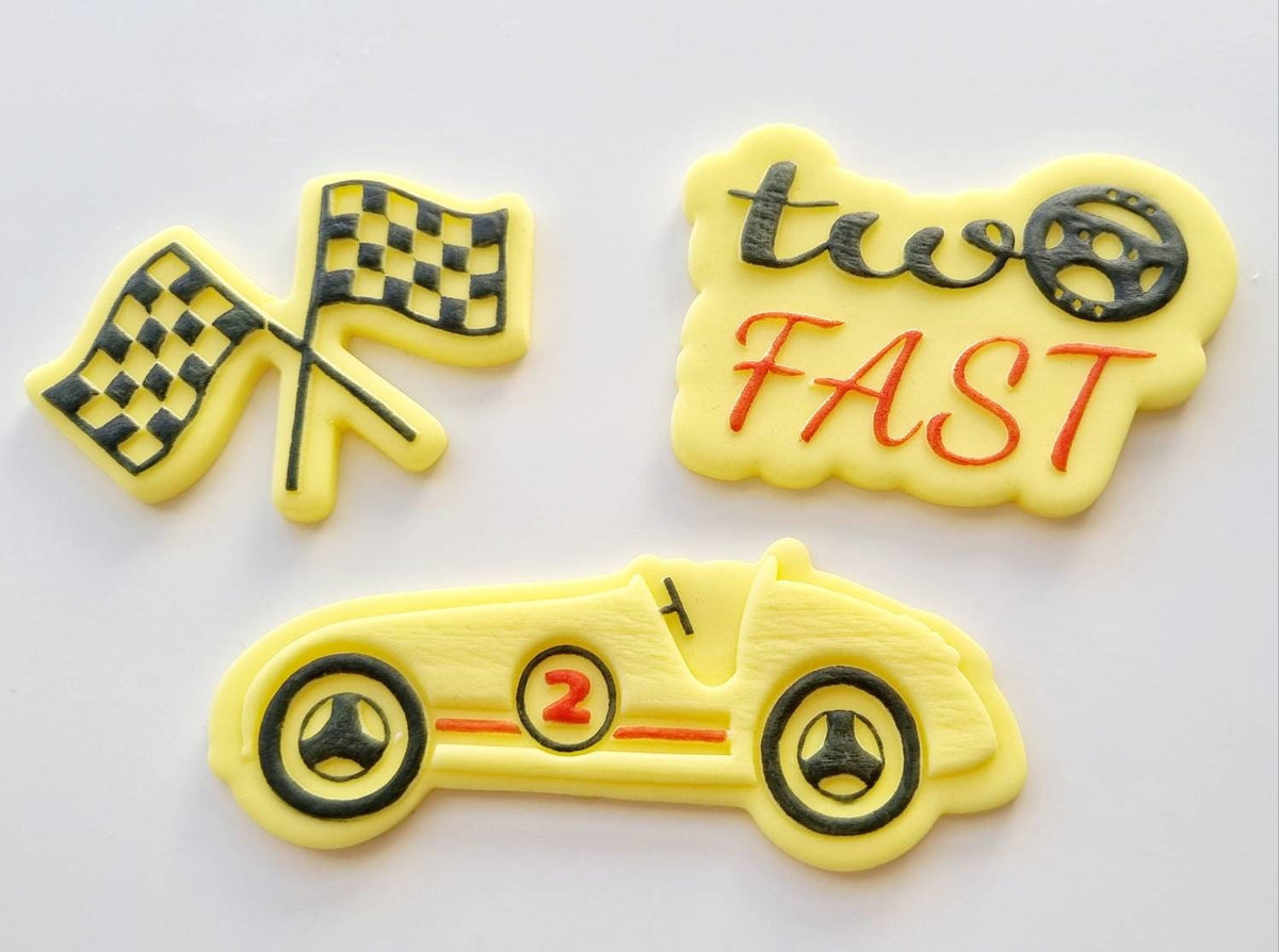 Custom Cookies Two Fast Two Fast Raised Cookie Stamp/Fondant Debosser & Cutter – Stamp & Impress