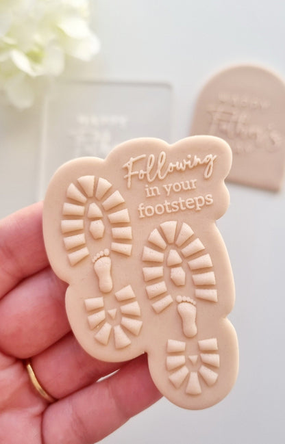 pattern cookie stamp cookie cutter baker bake baking cute beautiful design embosser debosser decorate fondant Perth Australia custom stampandimpress stamp & impress happy fathers day dad daddy father handsome walking your shoes following footsteps