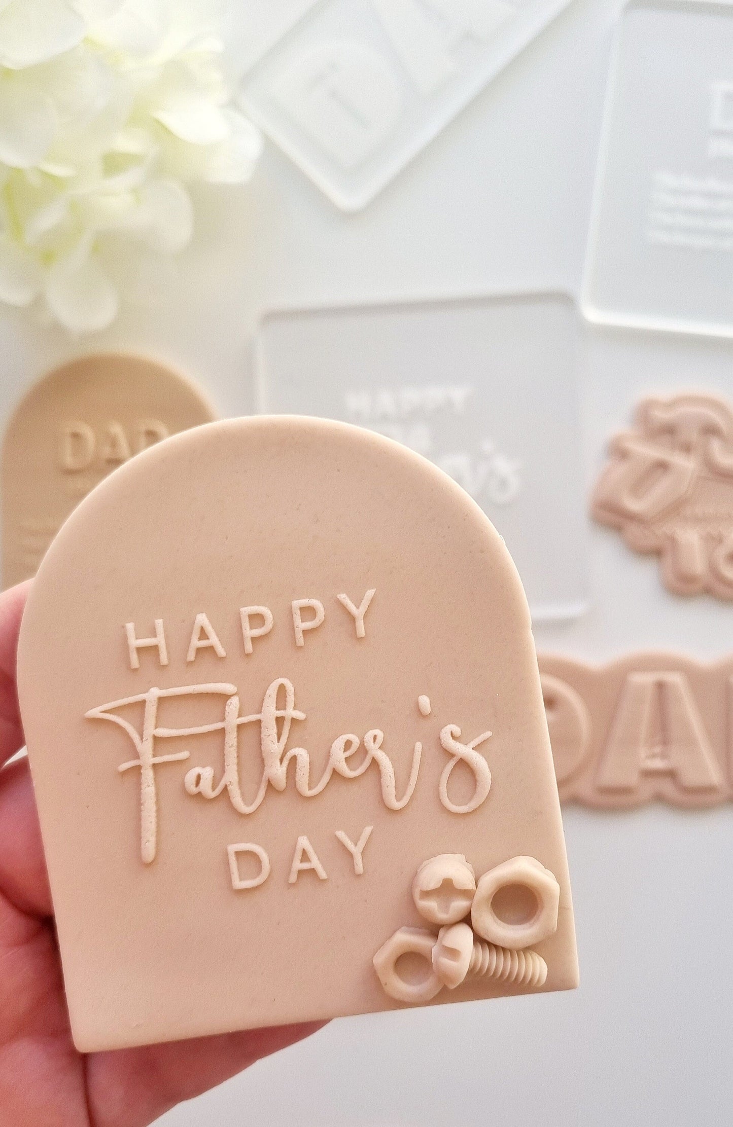 pattern cookie stamp cookie cutter baker bake baking cute beautiful design embosser debosser decorate fondant Perth Australia custom stamp impress stamp & impress fathers day dad daddy fathers father best greatest world no 1 love happy