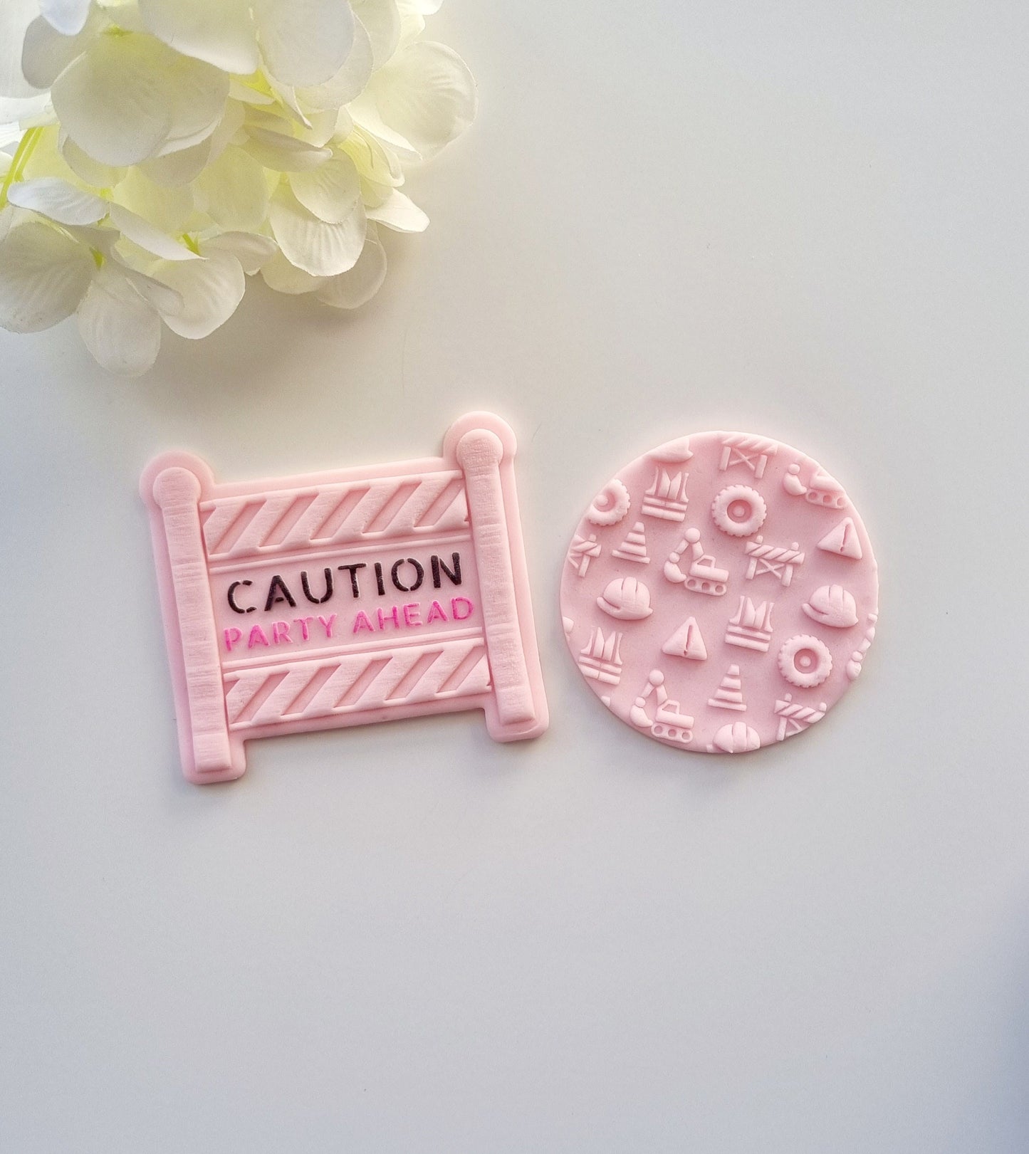 pattern cookie stamp cookie cutter baker bake baking cute beautiful design embosser debosser decorate fondant Perth Australia custom stampandimpress stamp & impress construction build building digger hat sign caution party zone ahead wheel danger