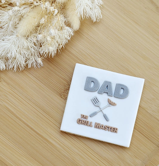 dad the grill master bbq barbeque steak meat food happy fathers day daddy cookie stamp cookie cutter stampandimpress