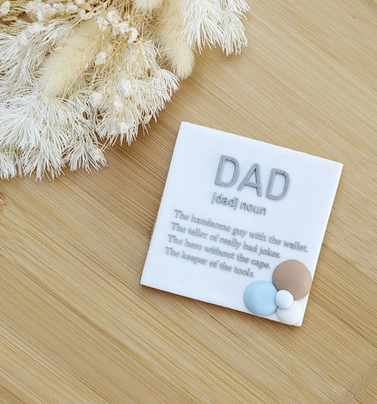 dad noun fathers day dad daddy happy handsome bad joke superhero tools cookie stamp cookie cutter stampandimpress fondant debosser