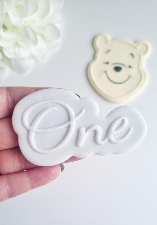 one 1 cookie stamp cookie cutter first birthday happy birthday balloon celebrate fondant debosser one word stampandimpress