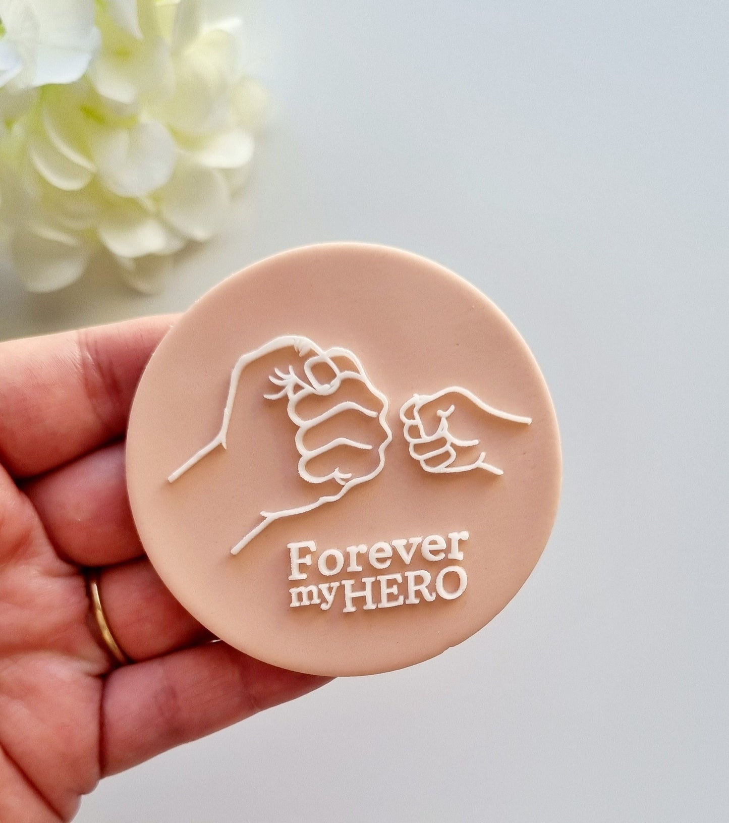 pattern cookie stamp cookie cutter baker bake baking cute beautiful design embosser debosser decorate fondant Perth Australia custom stampandimpress stamp & impress forever my hero fist bump knuckles fathers day dad