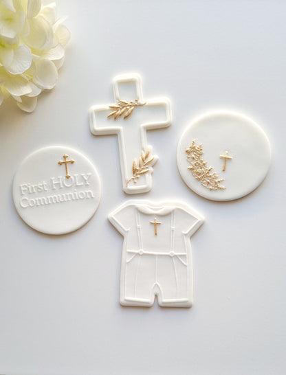 pattern cookie stamp cookie cutter baker bake baking cute beautiful design embosser debosser decorate fondant Perth Australia custom stampandimpress stamp & impress christening baptism cross floral flowers cross with leaves