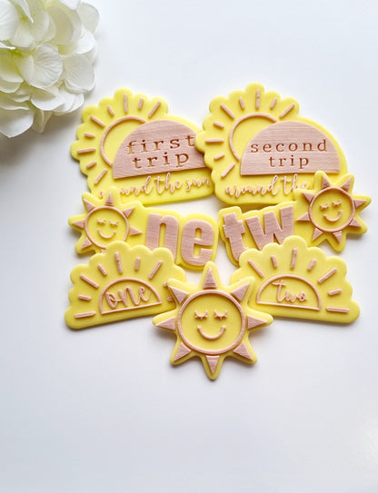 Sunshine Half Sun Two Raised Cookie Stamp/Fondant Debosser & Cutter