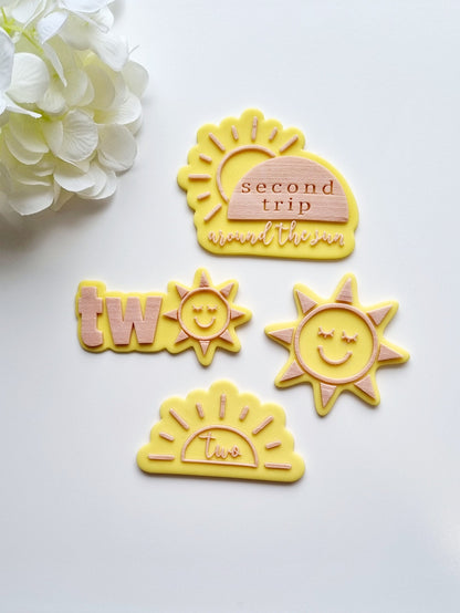 Sunshine Second Trip Around the Sun Raised Cookie Stamp/Fondant Debosser & Cutter