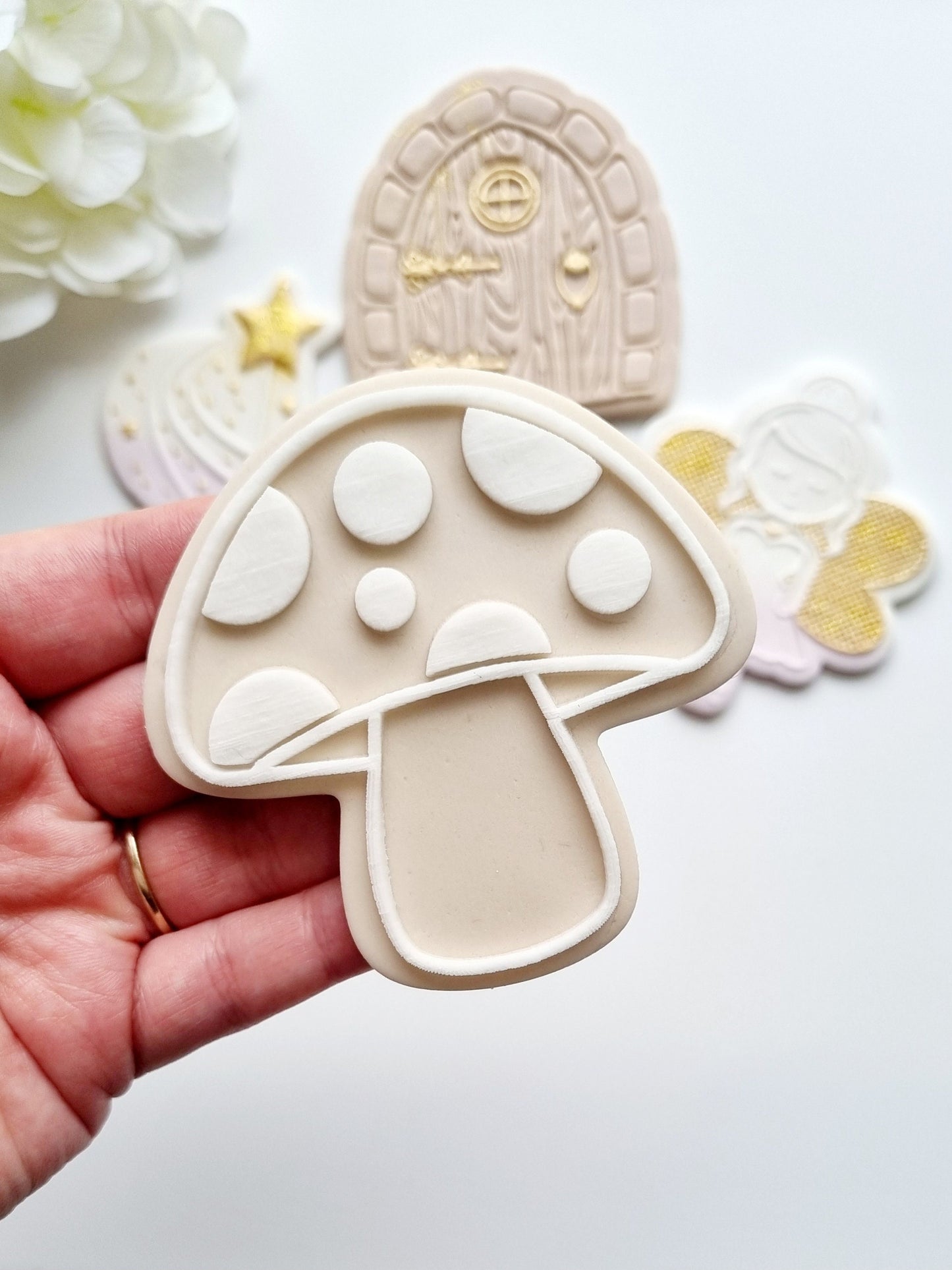 pattern cookie stamp cookie cutter baker bake baking cute beautiful design embosser debosser decorate fondant Perth Australia custom stampandimpress stamp & impress fairy door garden mushroom toadstool dust wand