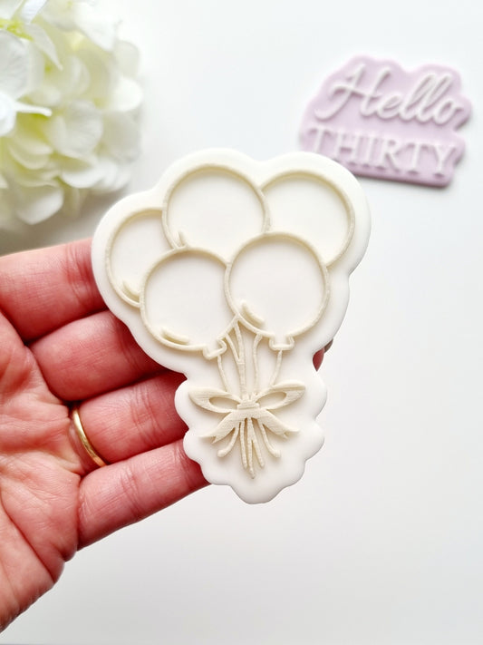 pattern cookie stamp cookie cutter baker bake baking cute beautiful design embosser debosser decorate fondant Perth Australia custom stampandimpress stamp & impress birthday balloons hello thirty bunch of balloons