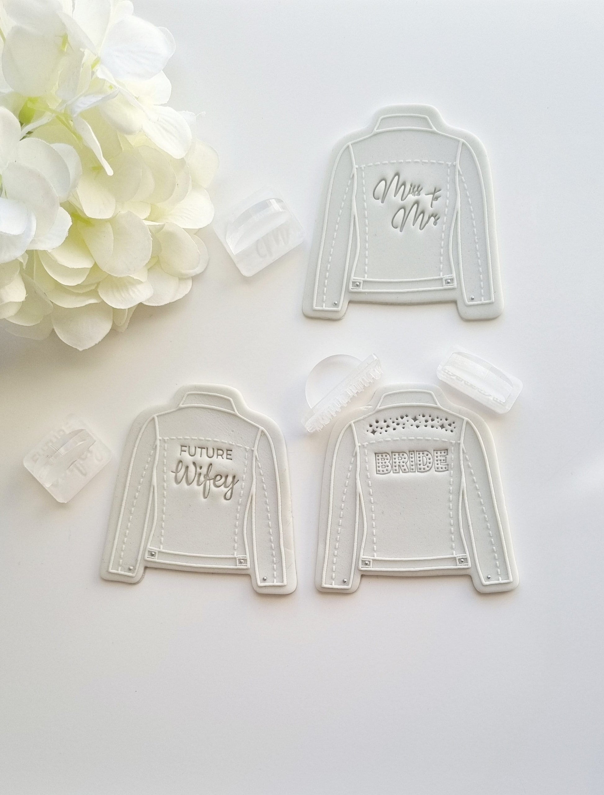 pattern cookie stamp cookie cutter baker bake baking cute beautiful design embosser debosser decorate fondant Perth Australia custom stampandimpress stamp & impress denim jacket hens bride wedding miss to mrs future wifey bling