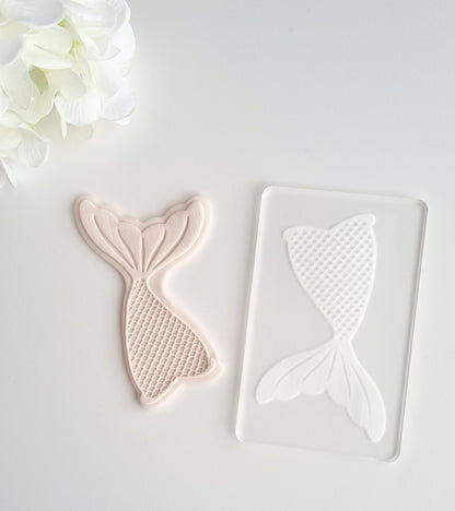 mermaid tail under the sea clam shell starfish lets be mermaid sparkle magical fish ocean cookie stamp cookie cutter debosser embosser scale pattern stamp and impress stamp & impress