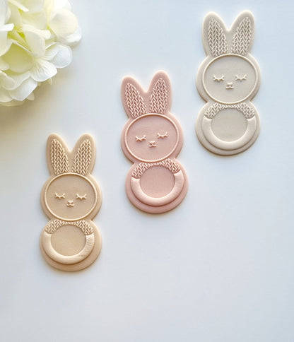 baby shower bunny rabbit knit knitting teether rattle boy girl cute texture cookie stamp cookie cutter stamp & impress stamp and impress