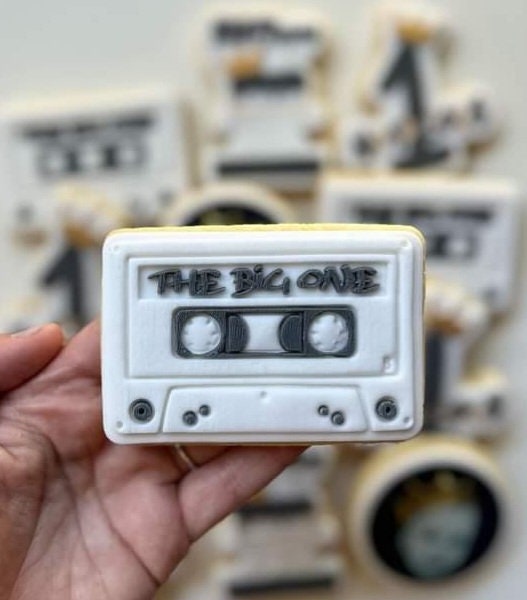 pattern cookie stamp cookie cutter baker bake baking cute beautiful design embosser debosser decorate fondant Perth Australia custom stampandimpress 1st birthday notorious one crown if you dont know now you know cassette tape biggie the big one