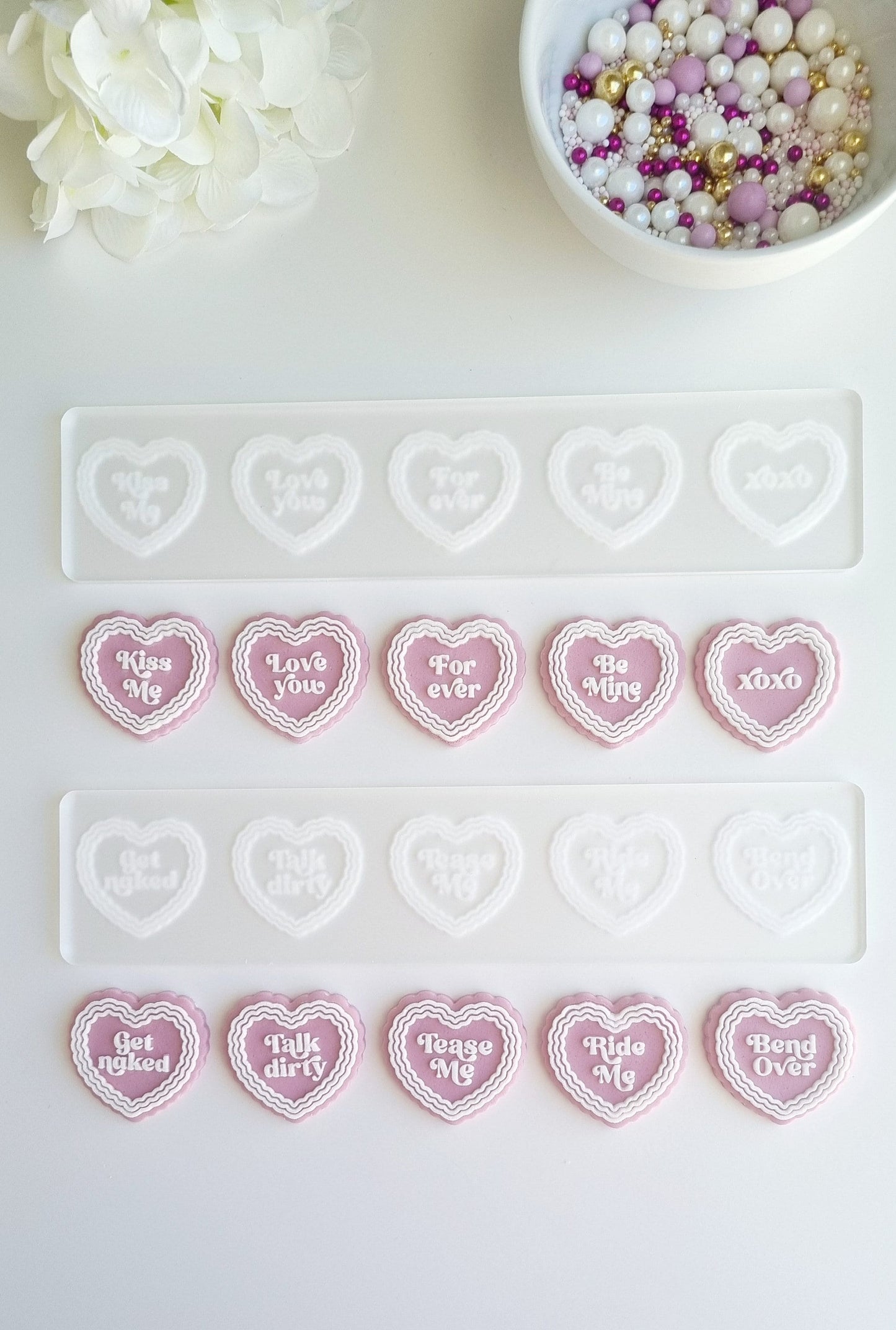 cookie stamp cutter acrylic sharp perth baking cute valentine valentines day heart CANDY hearts kiss me love me be my love bend me over tease me hug me mini stampandimpress naughty saucy raunchy dirty get naked NICe sweet for ever ride me tease me