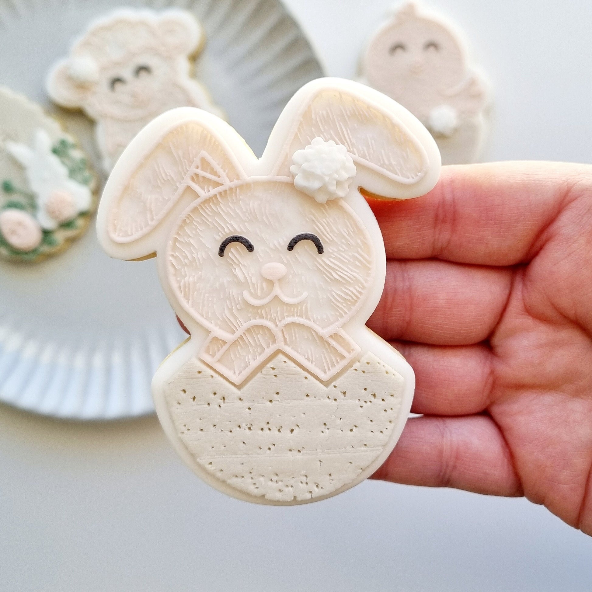 stamp and impress stamp & impress cookie cutter easter egg bunny rabbit carrot spring bloom flower lace tail chick egg lamb plaque mini eggs nest bird bird&#39;s garden floral wavy happy easter impression raised fondant