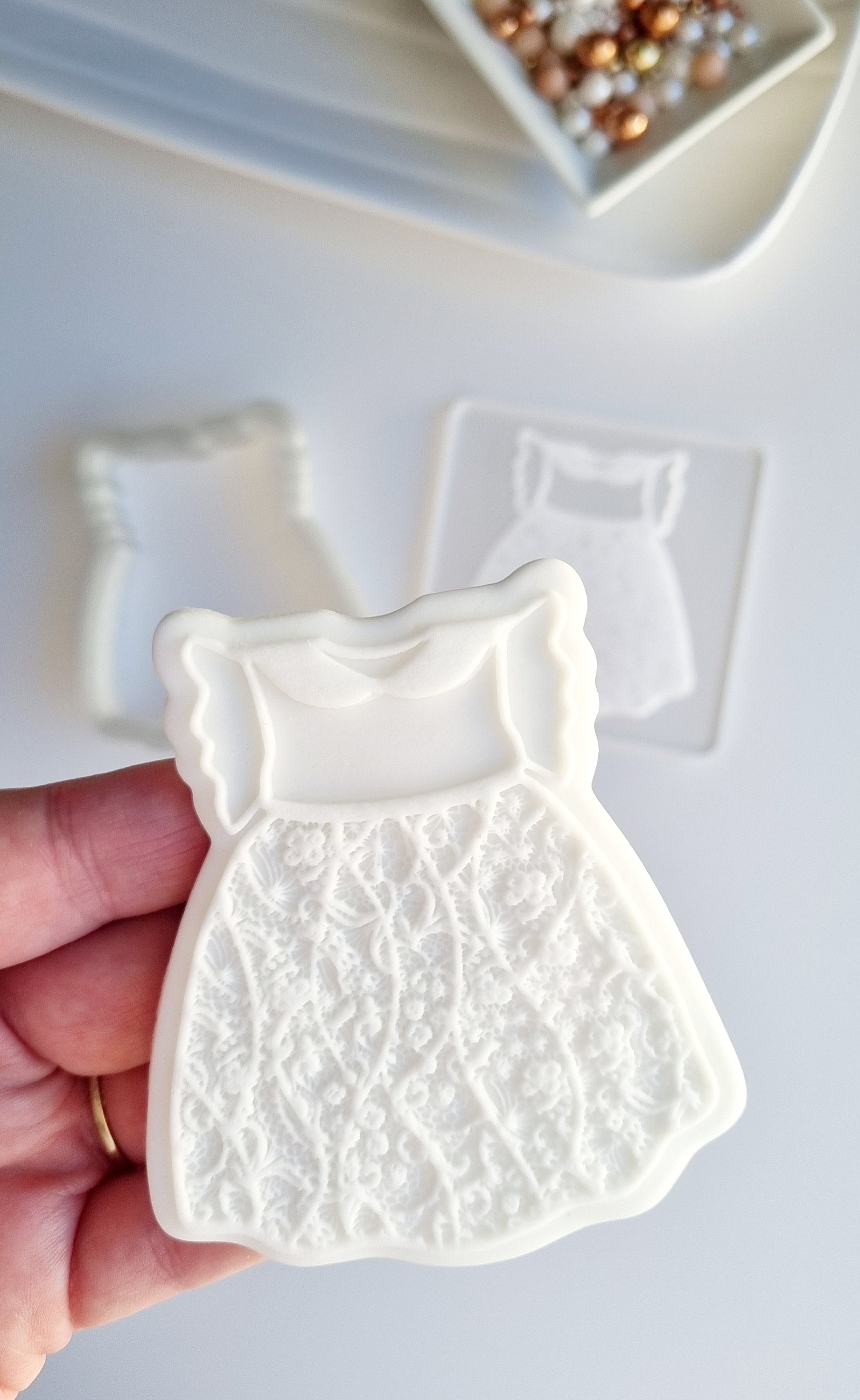 stamp and impress cookie stamp cutter christening baptism lace dress white romper cross holy communion church religion