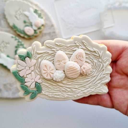 stamp and impress stamp & impress cookie cutter easter egg bunny rabbit carrot spring bloom flower lace tail chick egg lamb plaque mini eggs nest bird bird&#39;s garden floral wavy happy easter impression raised fondant