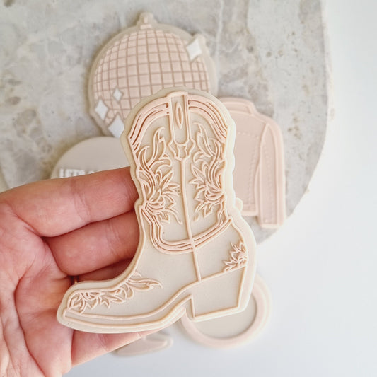 cookie cutter cookie stamp stampandimpress stamp & impress hens lets go girls let&#39;s go girls cowboy western last rodeo hoedown boot bachelorette cocktail ring shoe disco ball