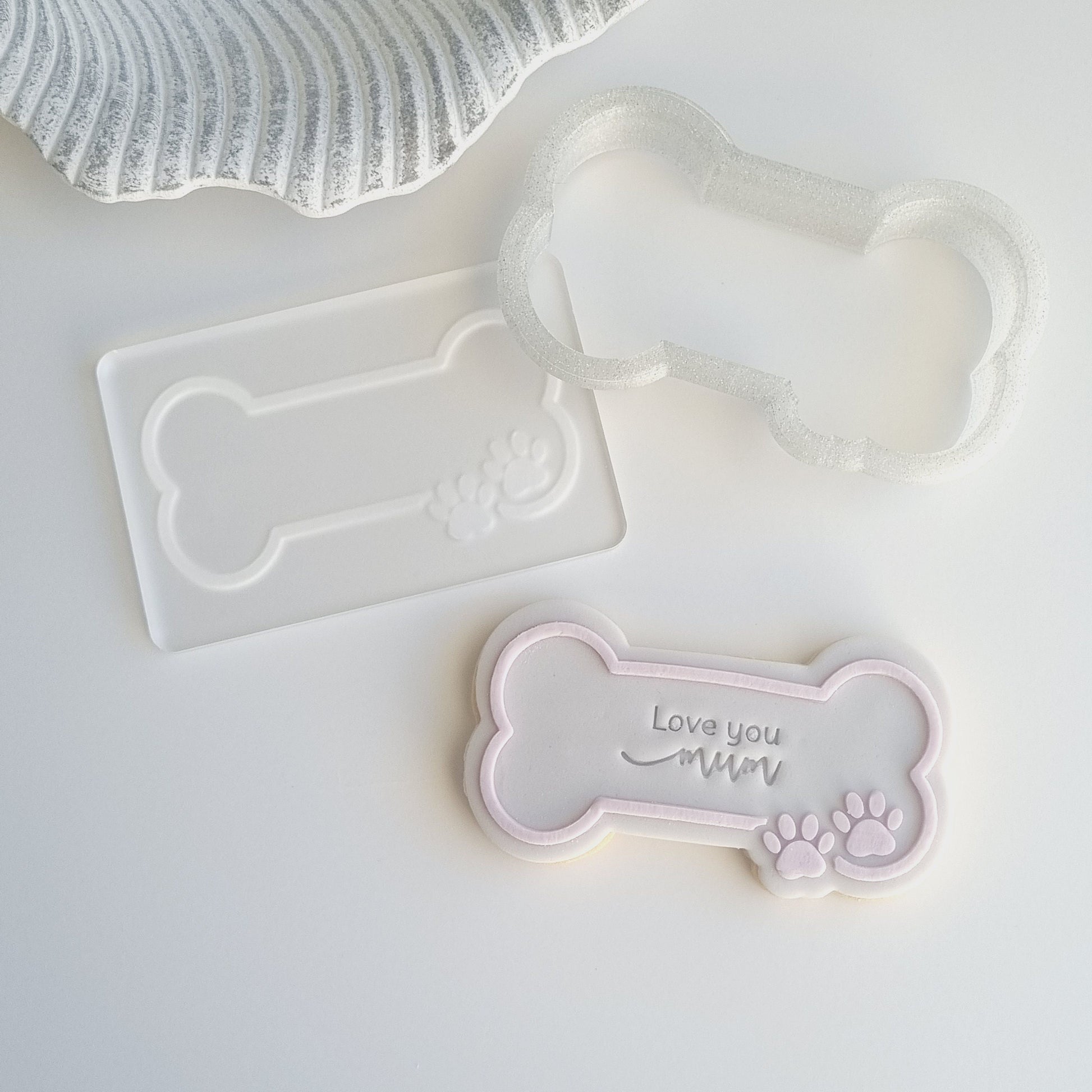 Dog Bone with Paw Prints Raised Cookie Stamp/Fondant Debosser & Cutter