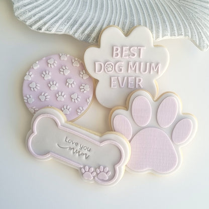 Dog Bone with Paw Prints Raised Cookie Stamp/Fondant Debosser & Cutter