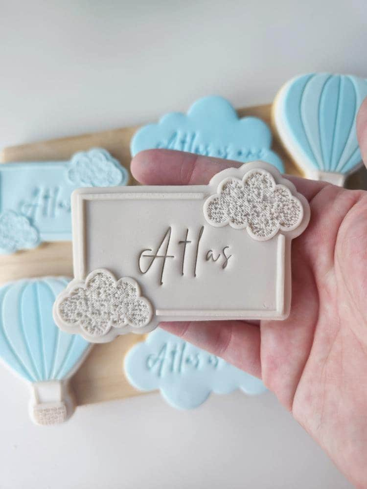 Cloud Plaque Raised Cookie Stamp/Fondant Debosser & Cutter