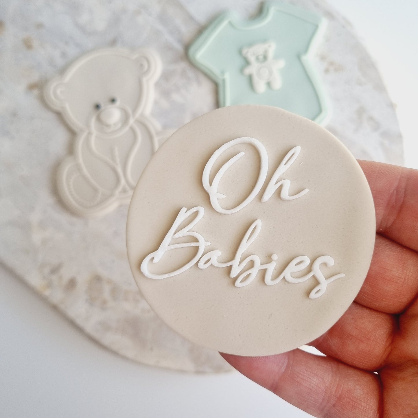 oh babies twins baby shower fondant debosser cookie stamp cookie cutter stampandimpress