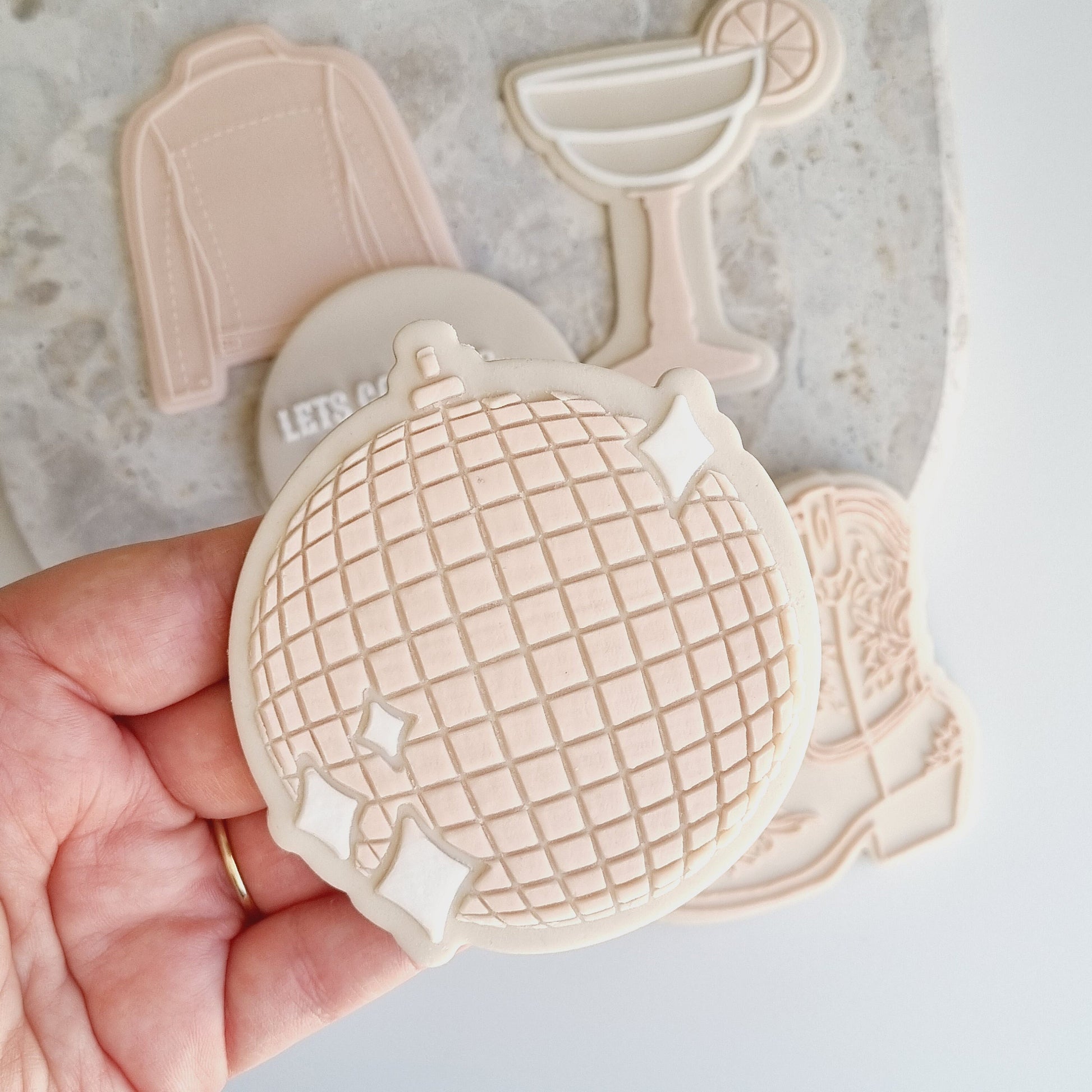 disco ball sparkle rodeo stamp and impress cookie cutter cookie stamp glitter stamp & impress