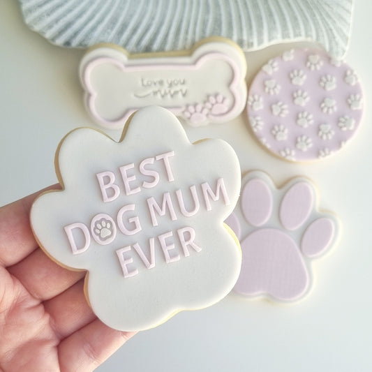 best dog mum ever love you mum happy mothers day paw print dog bone dog mum dog mama cookie stamp cookie cutter stamp and impress