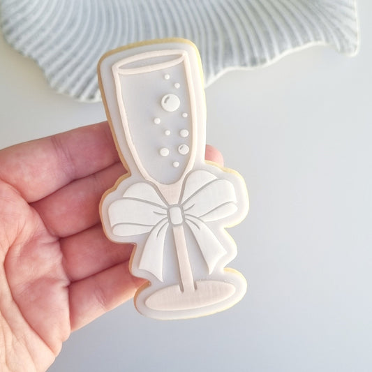 champagne glass bow wine drink hens wedding celebrate mothers day mum-osa bar alcohol cookie stamp cookie cutter stampandimpress