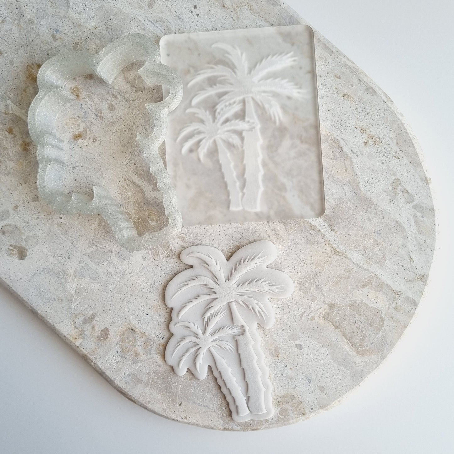 palm tree one sunny babe surfboard tropical flamingo cookie stamp cookie cutter stampandimpress fondant debosser