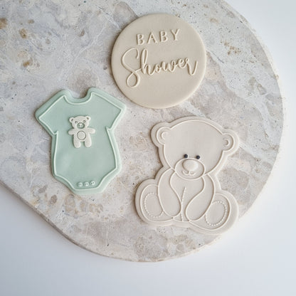 Bear Romper Onesie Raised Cookie Stamp/Fondant Debosser & Cutter