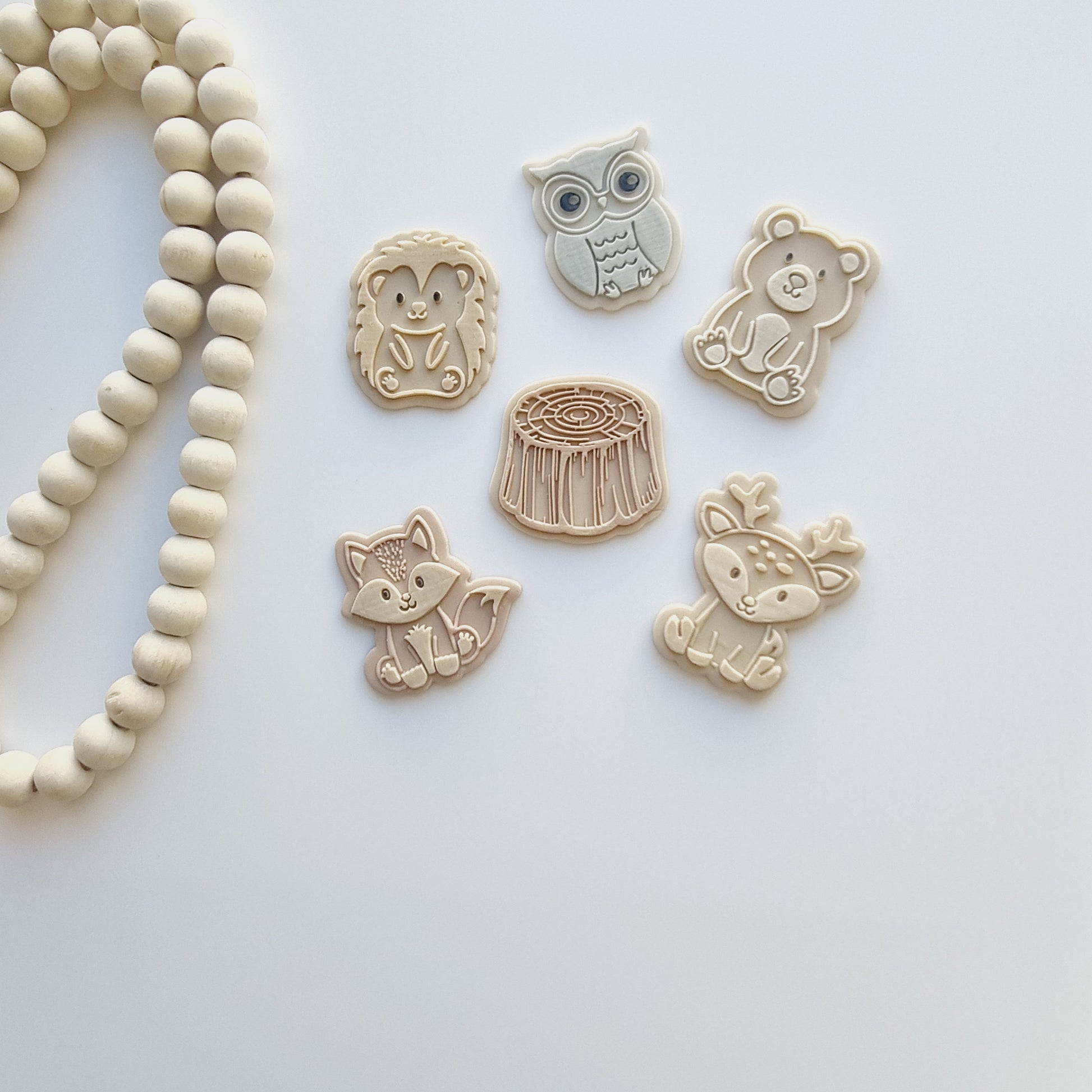 mini woodland animals hedgehog fox bear tree stump bark owl deer forrest woodlands animal racoon skunk cookie stamp cookie cutter debosser embosser stamp and impress stamp & impress