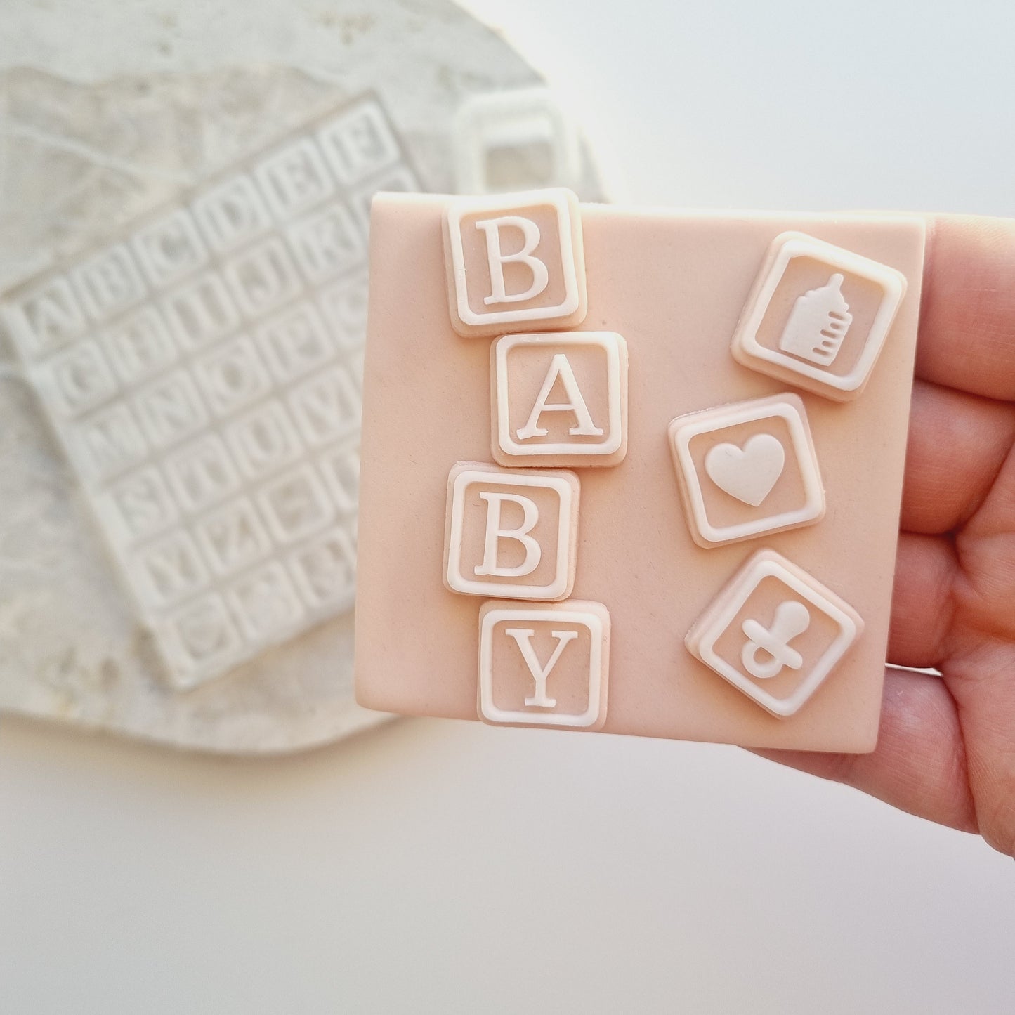 baby blocks block abc fondant embosser debosser mould baby shower cookie stamp cookie cutter stampandimpress