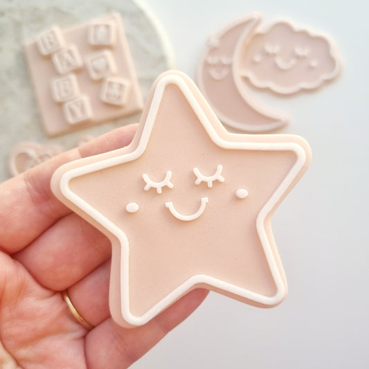 happy star moon cloud baby shower baby blocks cookie stamp cookie cutter over the moon twinkle little star stampandimpress