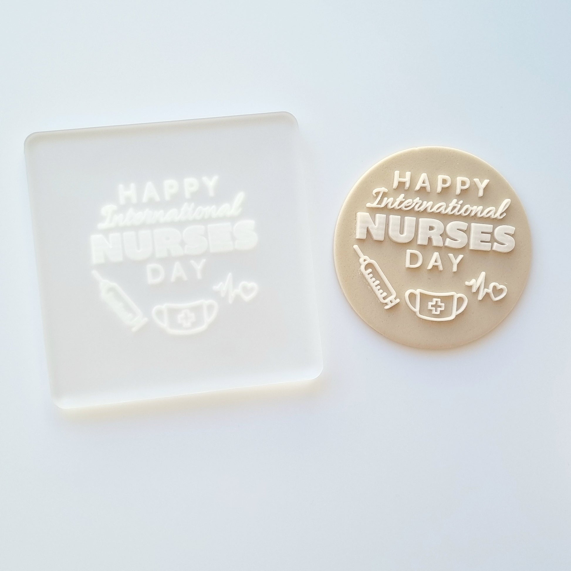 happy international nurses day nurse dr doctor hospital heartbeat needle stethoscope cookie stamp cookie cutter stampandimpress fondant debosser