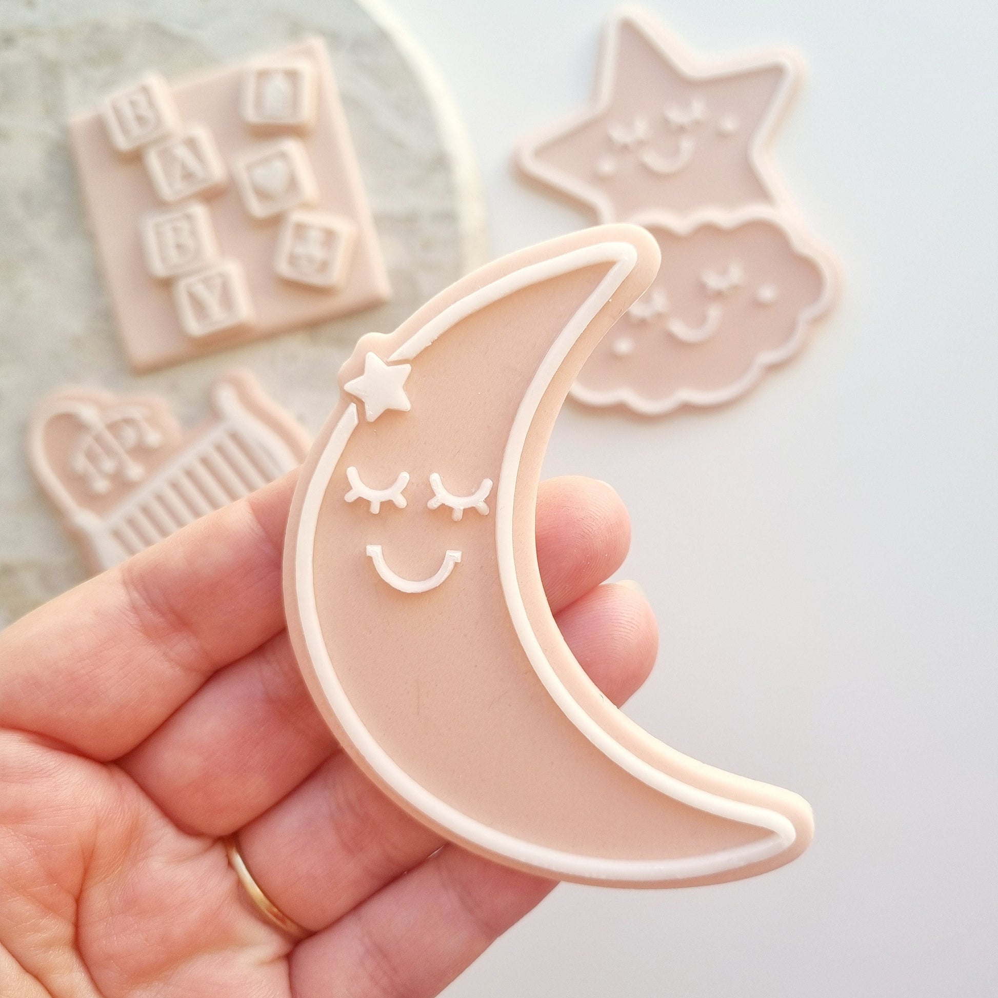 happy star moon cloud baby shower baby blocks cookie stamp cookie cutter over the moon twinkle little star stampandimpress