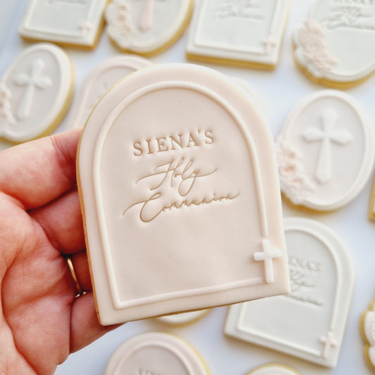 baptism christening holy communion cross arch cookie stamp cookie cutter debosser embosser stampandimpress