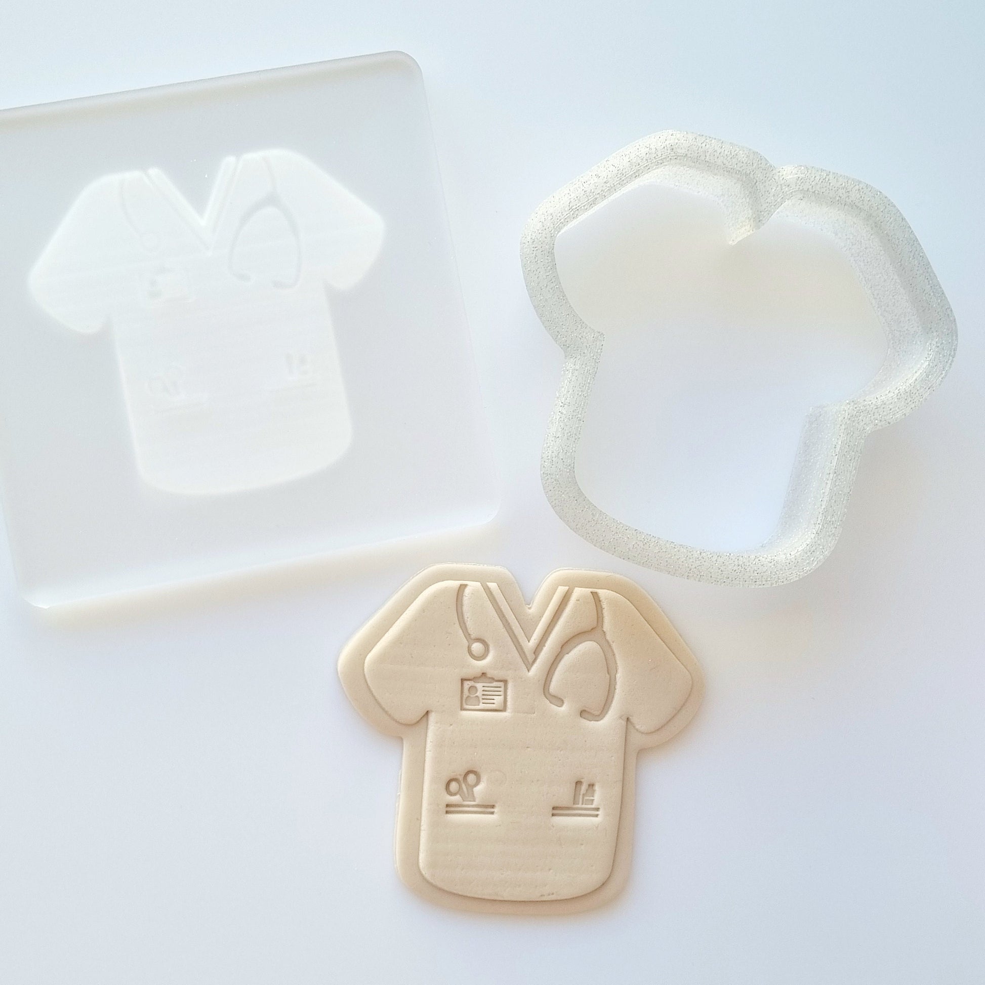 Nurse Scrubs Raised Cookie Stamp/Fondant Debosser & Cutter