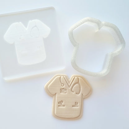 Nurse Scrubs Raised Cookie Stamp/Fondant Debosser & Cutter